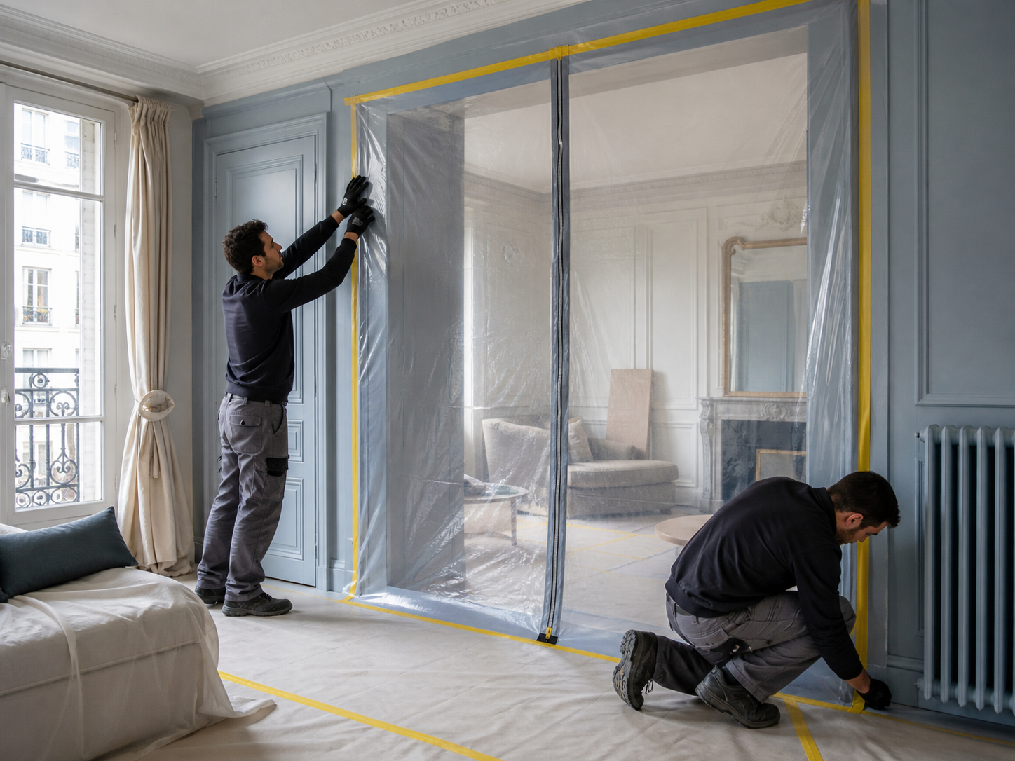 Installation d'une protection anti-poussière